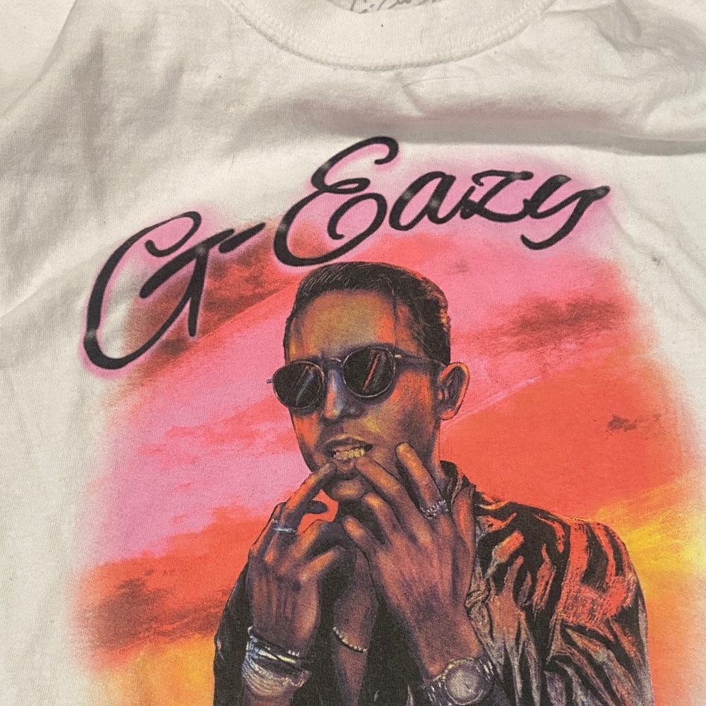 White Graphic Tee From G Easy concert